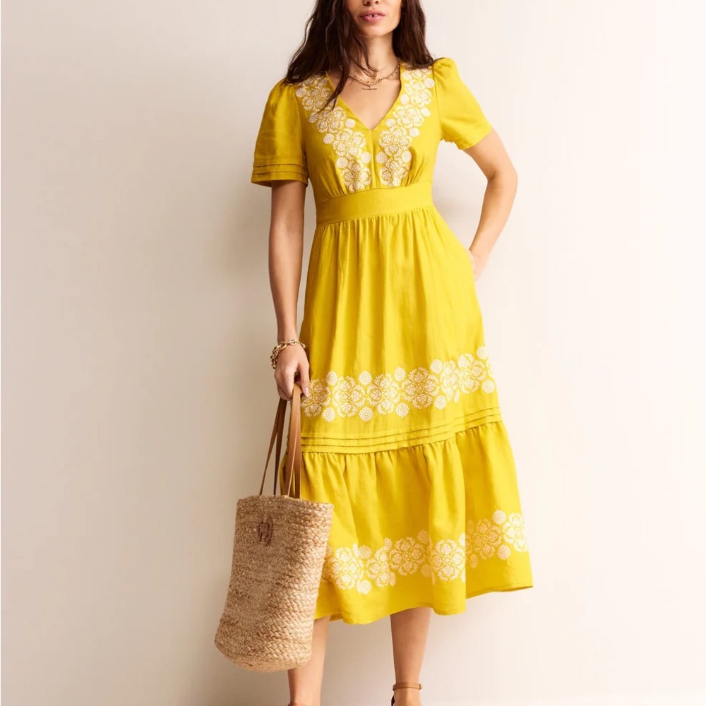 Boden Eve Linen Midi Dress